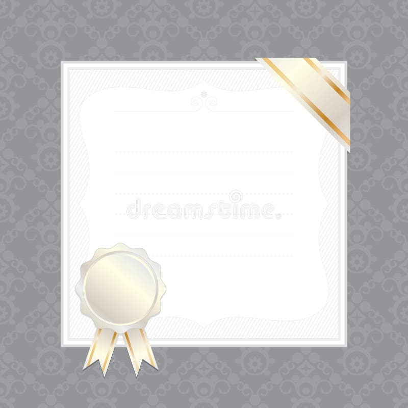 Frame with ribbon and seal vector illustration