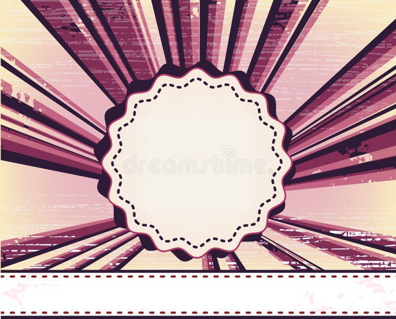 Frame with Rounded Corners on the Background with Rays Stock