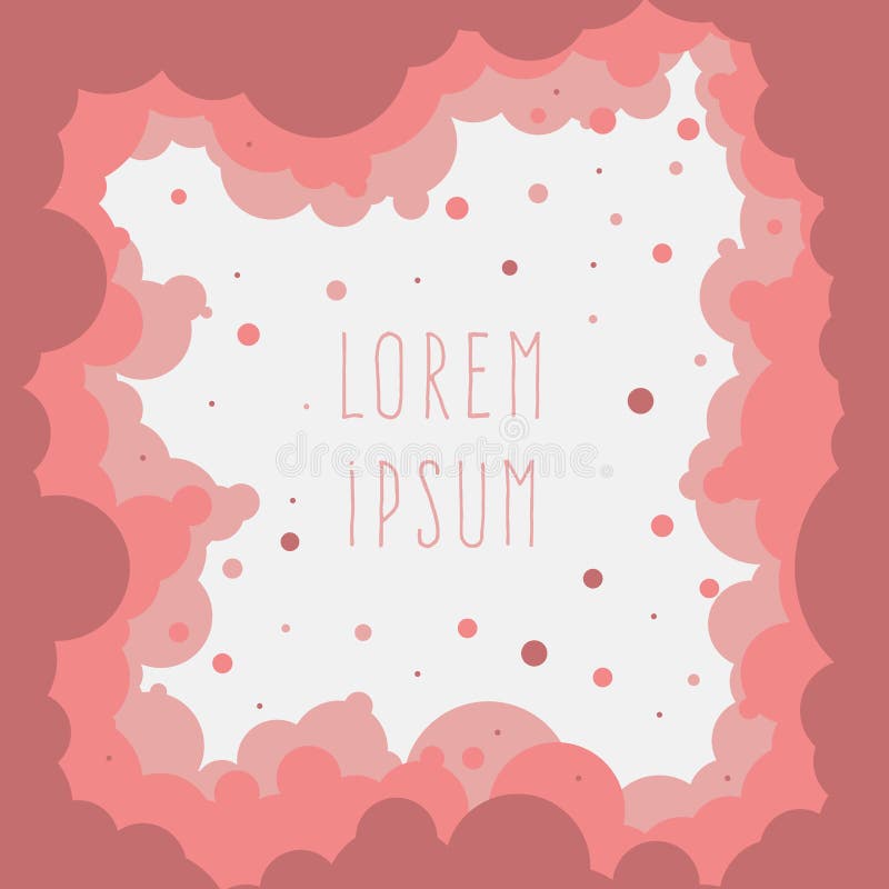 Frame with sample text. Abstract pink clouds. Bubbles, circles vector illustration Frame with sample text. Abstract pink clouds. Bubbles, circles vector illustration