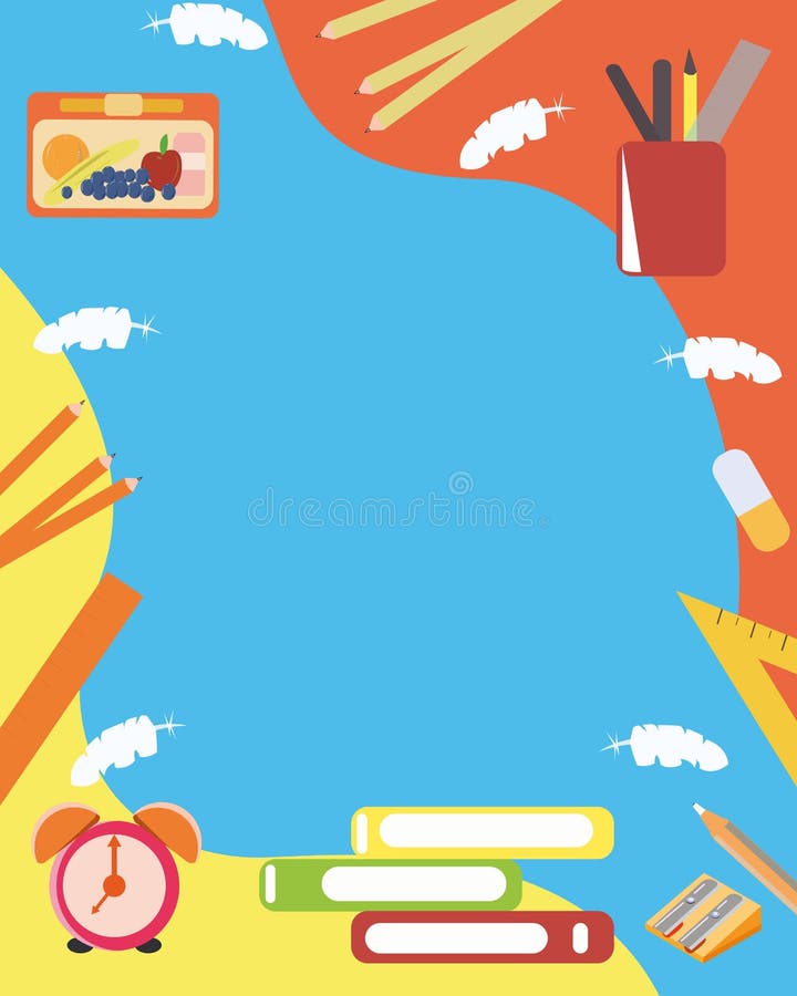 Frame for the School Year with School Supplies Stock Vector