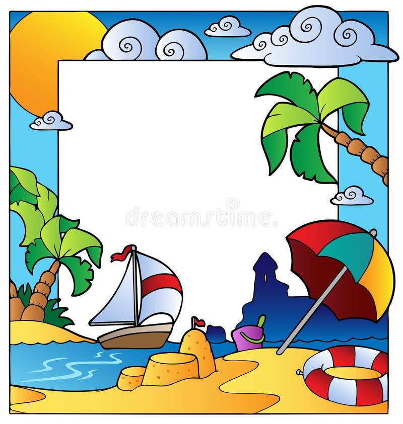 Summer time with cartoon objects Royalty Free Vector Image