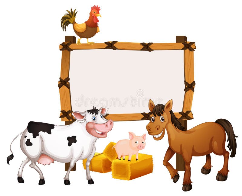 Frame template with animals in the farm