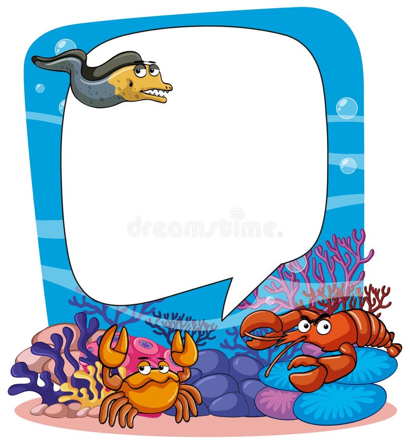 Frame template with animals in the sea