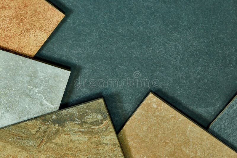 Frame of Various Decorative Tiles Samples. Colorful Samples of a Stone
