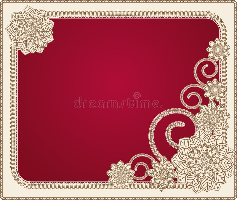 Moldura vermelha com padrões florais ilustração royalty free