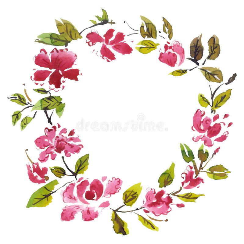 Frame with Watercolor Flowers Stock Vector Illustration of ornamental