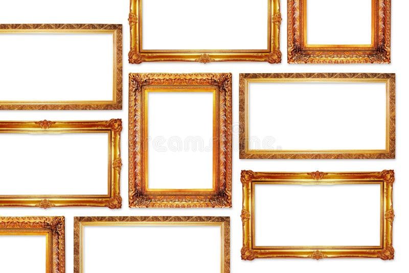 Gallery Wall with Gold Frames Stock Image Image of frame, wall 31596385