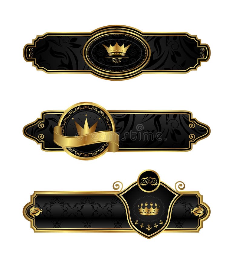 frames decorativos do Preto-ouro ilustração royalty free frames decorativos do Preto-ouro ilustração royalty free