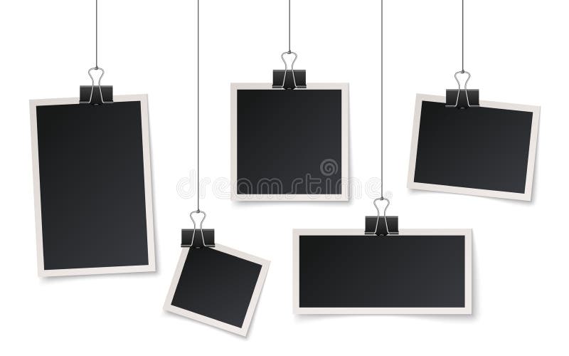 Frames Hang on Clips. Picture Hanging, Photos Frame on String Stock Frames Hang on Clips. Picture Hanging, Photos Frame on String Stock