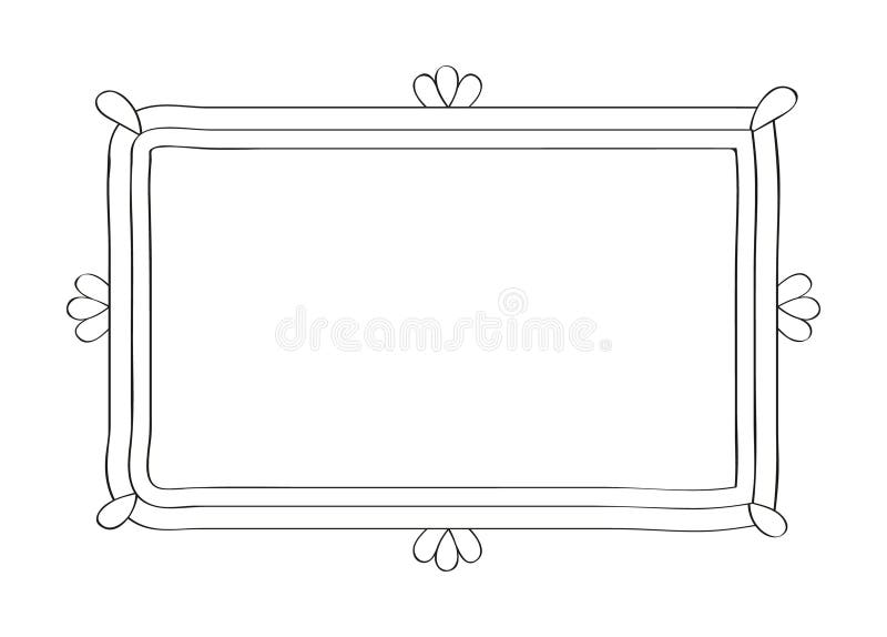 Frames, Mirror in Hand Drawn Style. Vintage Image Frame Doodle Labels