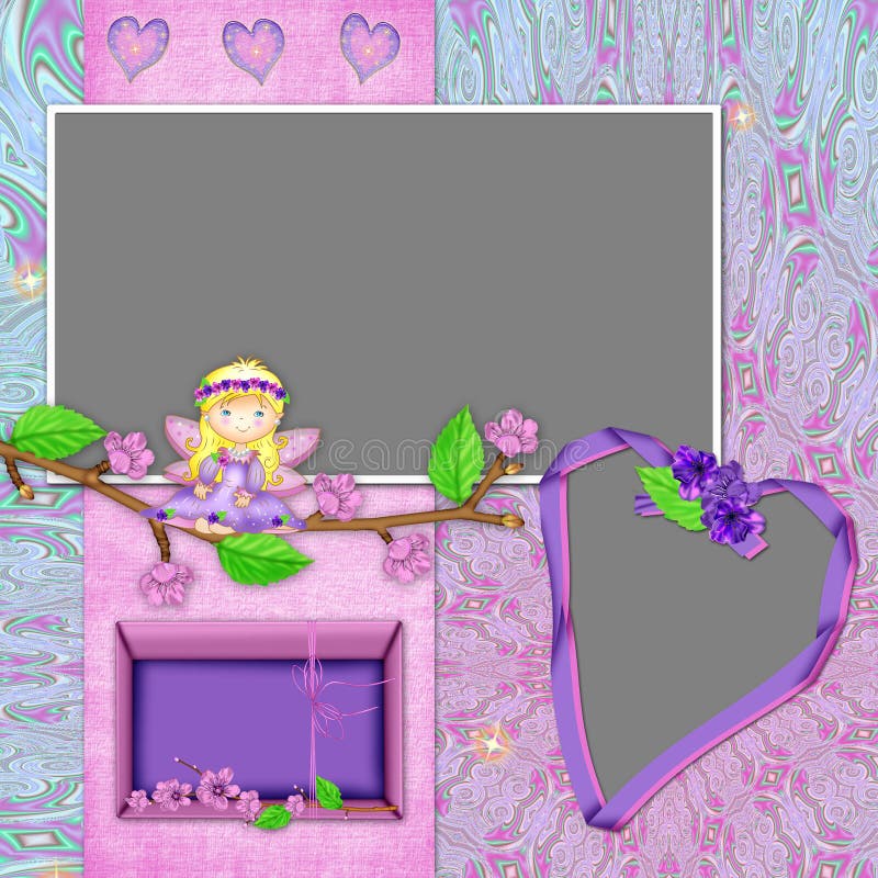 Framework with the girl-fairy and florets