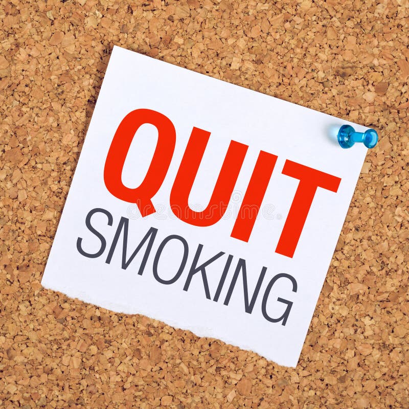 Quit Smoking Reminder Note pinned to A Cork Memory Bulletin Board. Quit Smoking Reminder Note pinned to A Cork Memory Bulletin Board.