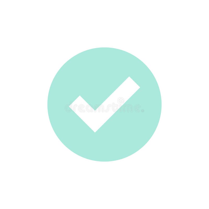 Check Mark. Valid Seal icon. white squared tick in light blue circle. Flat OK sticker icon. Isolated on white. Accept button. Good for web and software interfaces. Vector illustration. Check Mark. Valid Seal icon. white squared tick in light blue circle. Flat OK sticker icon. Isolated on white. Accept button. Good for web and software interfaces. Vector illustration.