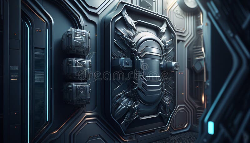 Framtida bakgrund av metall med robotkoncept stock illustrationer