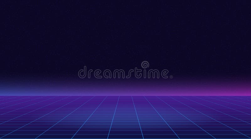 Framtida retro linje bakgrund av 80-tal Illustration för våg för futuristisk synth för vektor retro i 80-talaffischer stock illustrationer