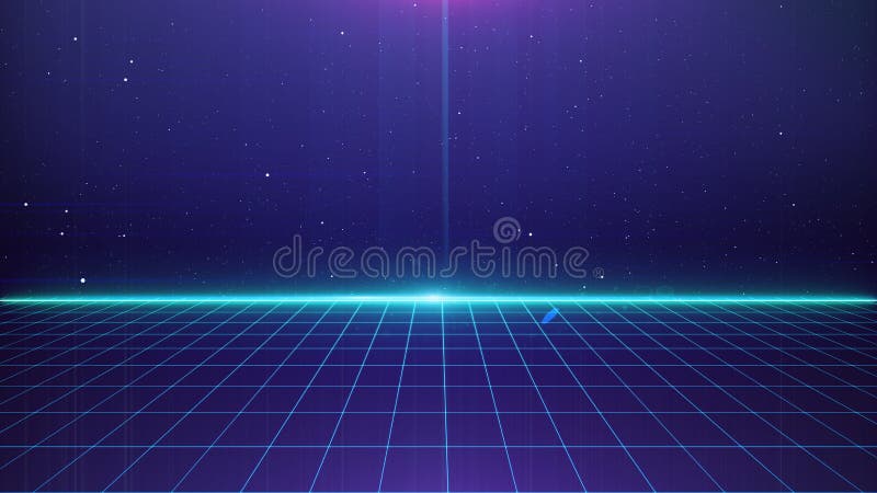 Framtida Retro Sci-Fi Bakgrund Futuristiskt landskap på 80`s Digital cyberyta Lämplig för design i formatet på vektor illustrationer