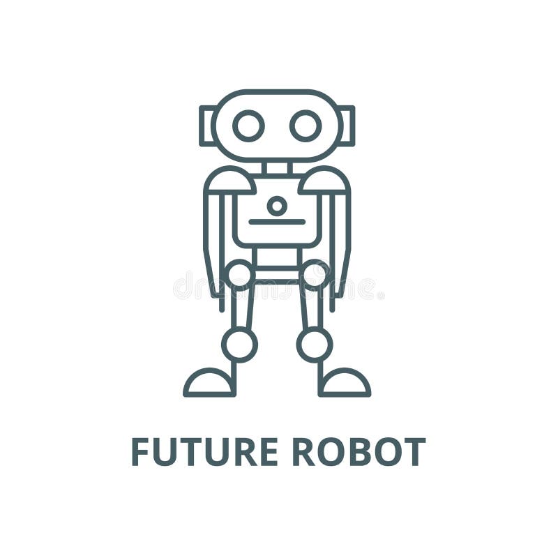 Framtida robotvektorlinje symbol, linjärt begrepp, översiktstecken, symbol vektor illustrationer Framtida robotvektorlinje symbol, linjärt begrepp, översiktstecken, symbol vektor illustrationer