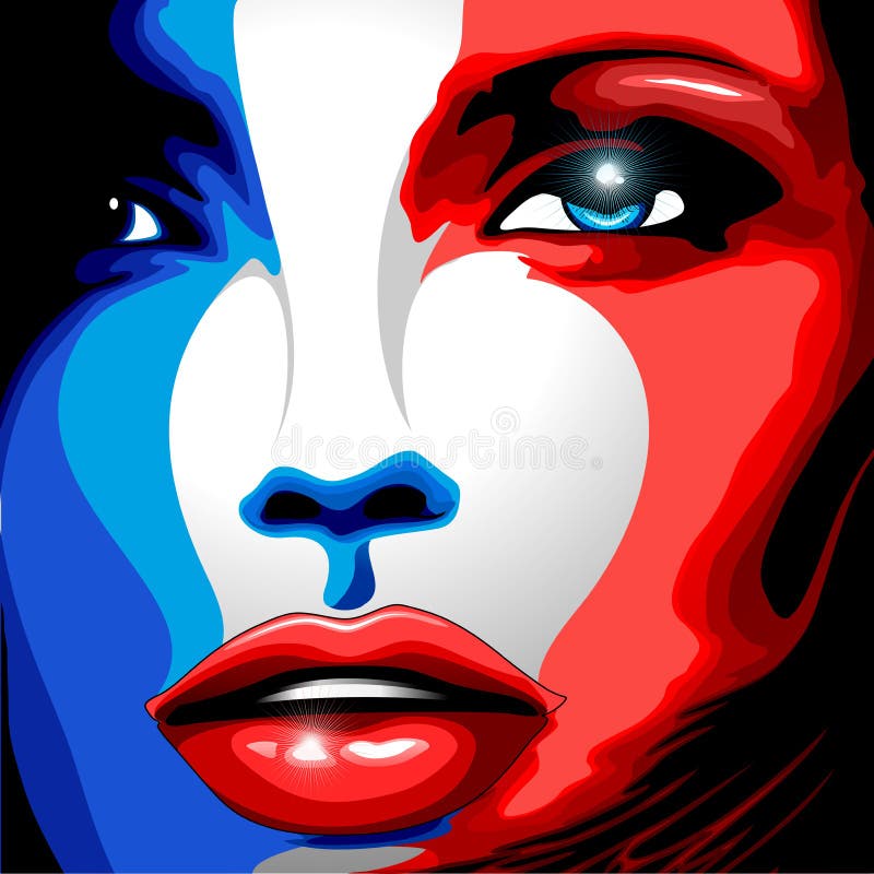 Download France Flag Beautiful Girl Portrait Stock Illustration - Illustration of paintedface, frenchgirl: 120668054