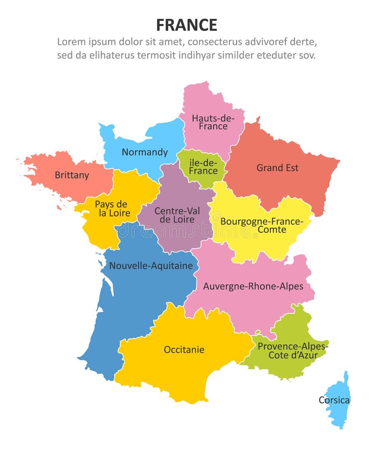 France Map With Regions And Their Capitals Stock Vector Illustration