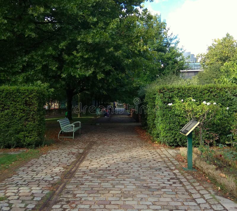 France, Paris, Parc de Bercy, paths and nature in the park 6.08.2019. France, Paris, Parc de Bercy, paths and nature in the park 6.08.2019