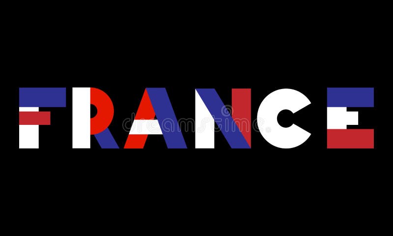 France Text Lettering In National Flag Colors - Vector Illustration ...