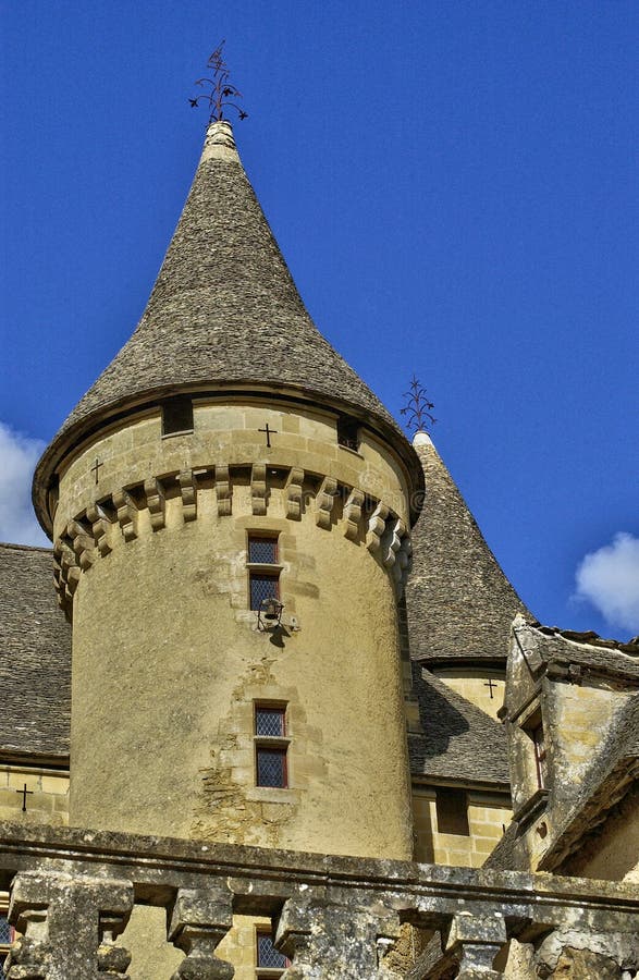 Frances, le château de Moyen Âge de Puymartin image stock Frances, le château de Moyen Âge de Puymartin image stock