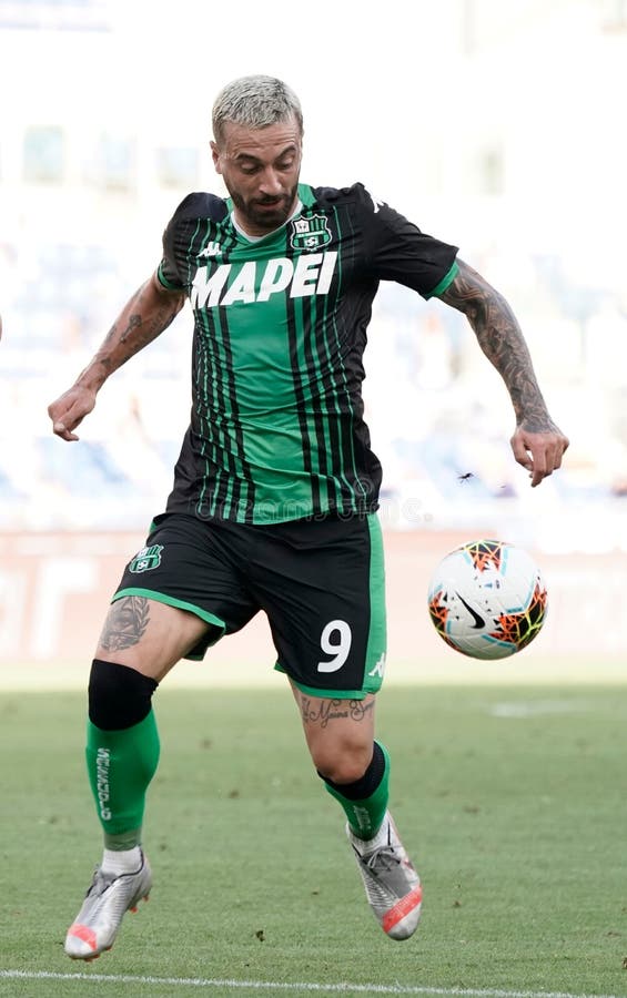 Lazio vs Sassuolo. Francesco caputo of sassuolo in action during match serie a tim between ss lazio and us sassuolo on july 11 2020 in rome (italy) at olimpico stock photography Lazio vs Sassuolo. Francesco caputo of sassuolo in action during match serie a tim between ss lazio and us sassuolo on july 11 2020 in rome (italy) at olimpico stock photography