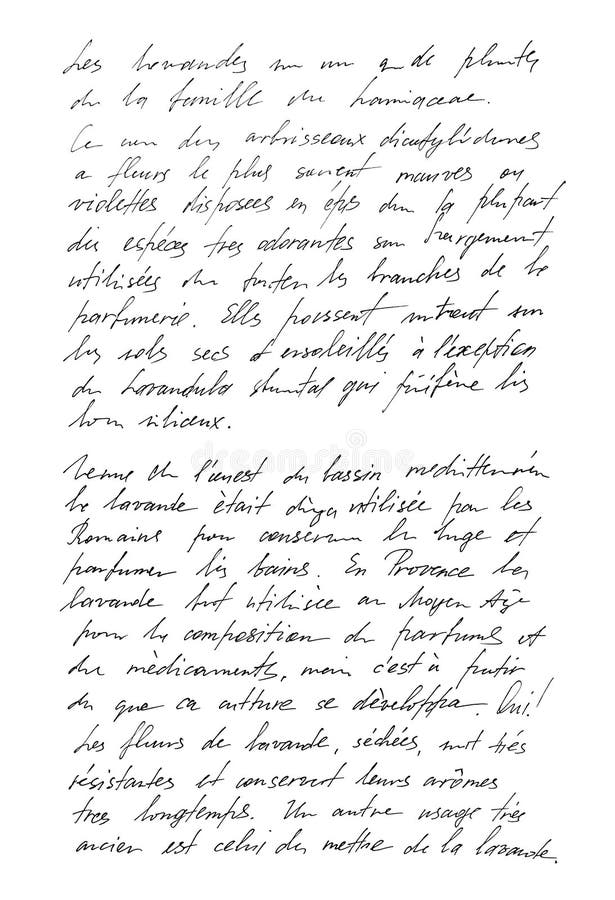 Francese indefinito del testo Lettera scritta a mano handwriting