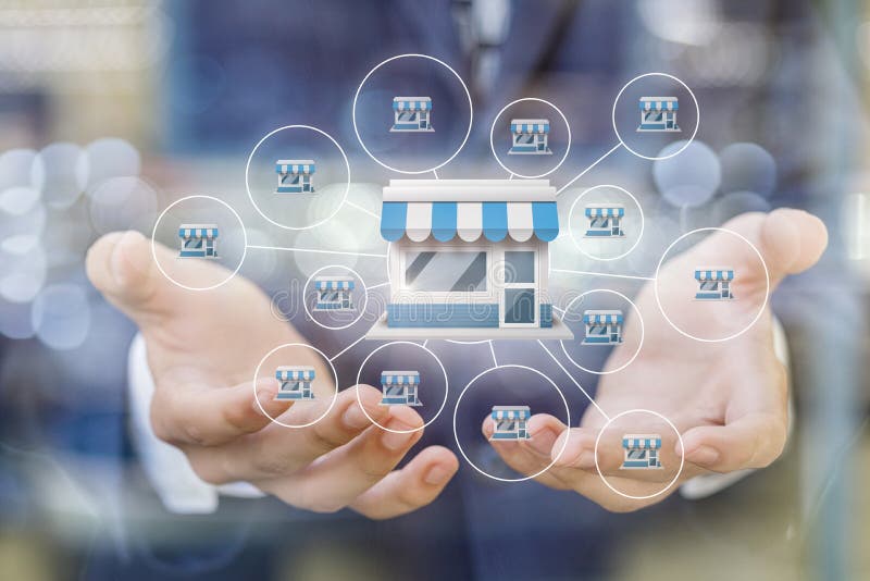 Franchise marketing system in the hands of a businessman. stock photography Franchise marketing system in the hands of a businessman. stock photography