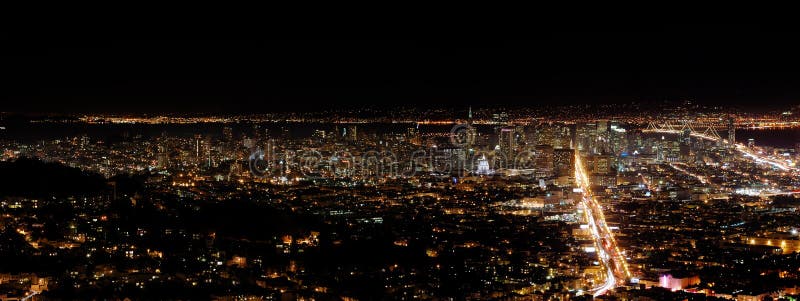 A view on San Francisco from Twin Peaks by night. A view on San Francisco from Twin Peaks by night