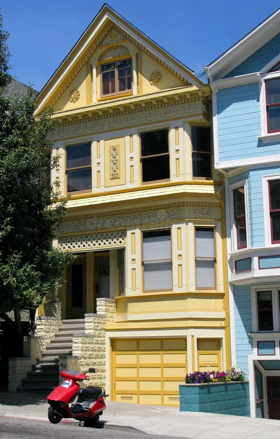 Exterior of colorful houses in city of San Francisco, California, U.S.A. Exterior of colorful houses in city of San Francisco, California, U.S.A.