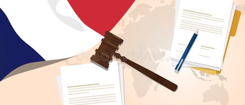 Francja prawa konstytuci osądzenia sprawiedliwości legalnego ustawodawstwa próbny pojęcie używać chorągwianego młoteczka papier, ilustracji Francja prawa konstytuci osądzenia sprawiedliwości legalnego ustawodawstwa próbny pojęcie używać chorągwianego młoteczka papier, ilustracji