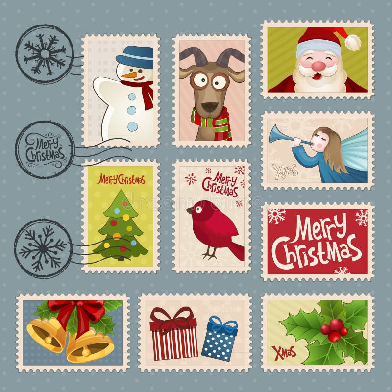 Francobolli per il Natale illustrazione di stock Francobolli per il Natale illustrazione di stock