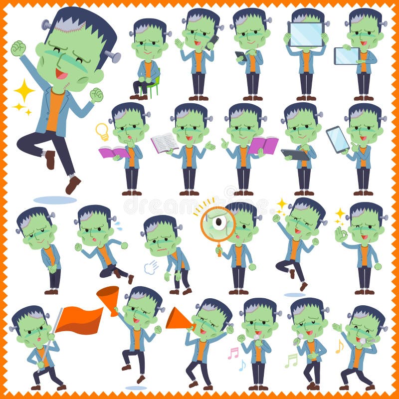 Set of various poses of frankenstein 2