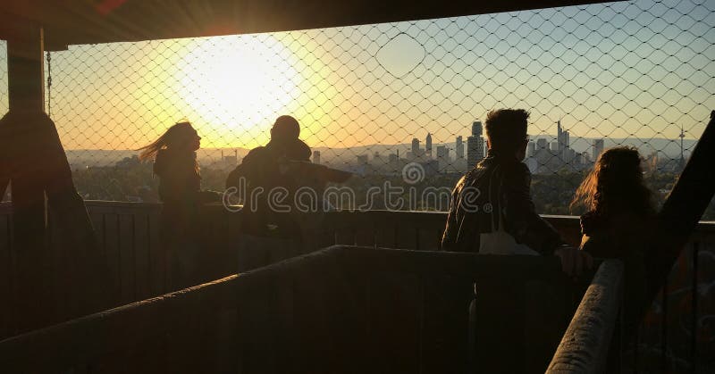 People on top of Goethetower in Frankfurt Main, Germany before d