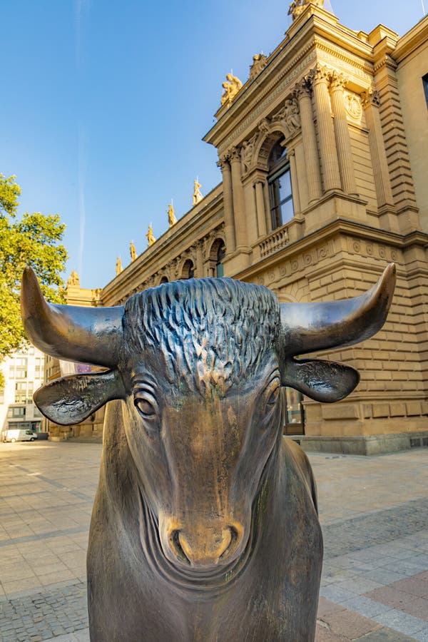 The Bull and Bear Statues at the Frankfurt Stock Exchange in Frankfurt
