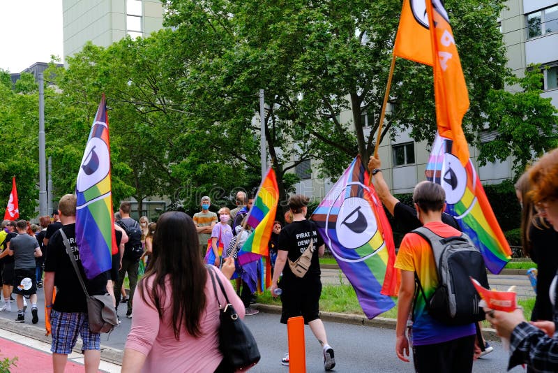 FRANKFURT July 17 2021: Participants of International LGBT Movement FRANKFURT July 17 2021: Participants of International LGBT Movement