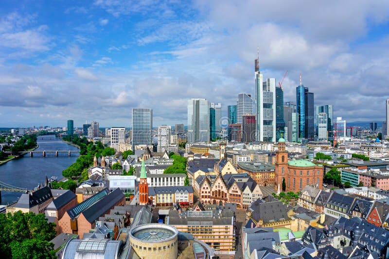 Frankfurt skyline in Germany stock photography