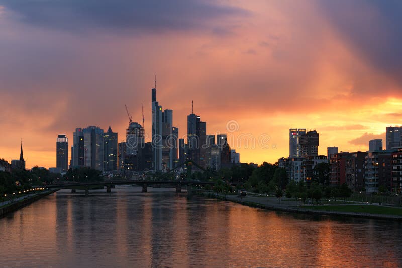 Frankfurt skyline in Germany stock photos
