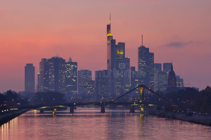 Frankfurt Skyline at Twilight stock image