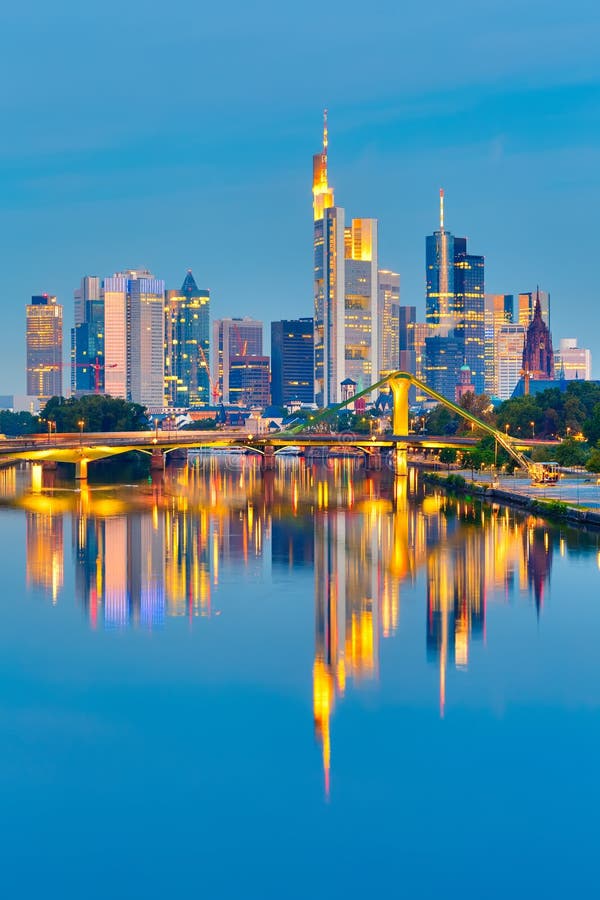 Frankfurt am Mine at night, Germany. Hdr bridge stock images, royalty-free photos and pictures