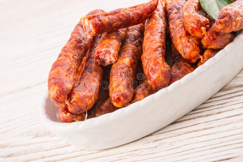 Frankfurterki World To Known and Beloved Thin Small Sausages Stock