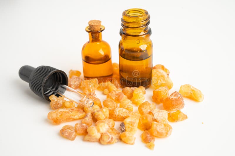 Frankincense or olibanum aromatic resin isolated on white background used in incense and perfumes