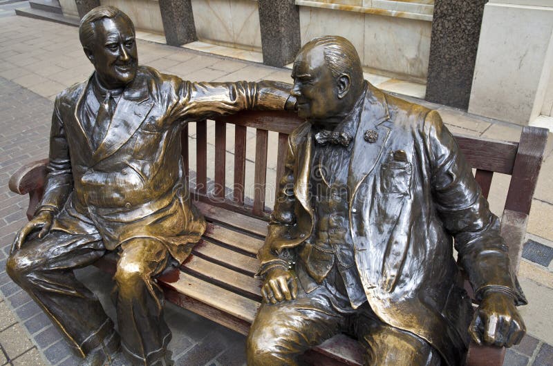 Franklin D. Roosevelt & Winston Churchill statua ja zdjęcia stock Franklin D. Roosevelt & Winston Churchill statua ja zdjęcia stock