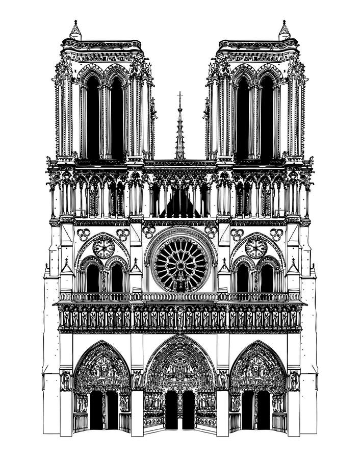 Frankreich; Paris; Zeichnung von Notre Dame vektor abbildung Frankreich; Paris; Zeichnung von Notre Dame vektor abbildung