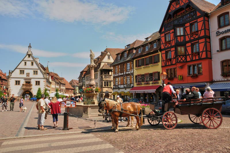 Frankrijk, schilderachtige oude stad van Obernai