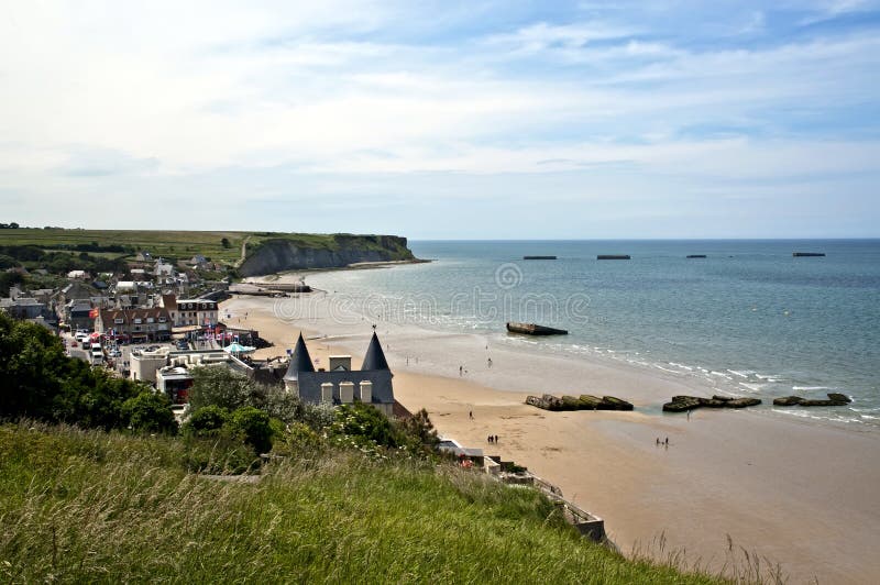 Frankrike Arromanches strand royaltyfri fotografi Frankrike Arromanches strand royaltyfri fotografi