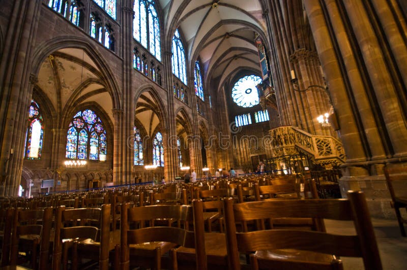 Frankrike Strasborg Notre Dame domkyrkainre royaltyfria foton Frankrike Strasborg Notre Dame domkyrkainre royaltyfria foton