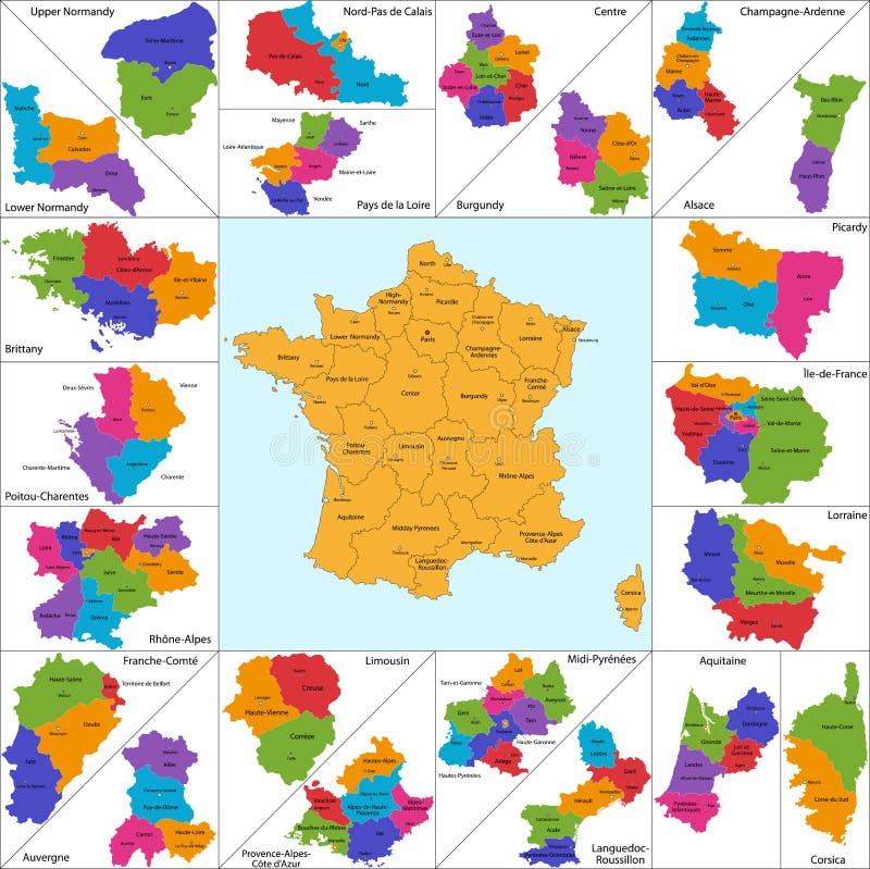 Frankrike Världskarta Med En PIXELdiamanttextur Vektor Illustrationer
