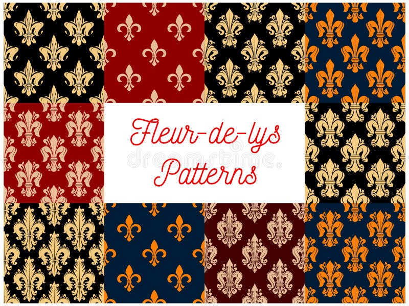 Franse victorian fleur-DE-lis naadloze patroonreeks vector illustratie Franse victorian fleur-DE-lis naadloze patroonreeks vector illustratie
